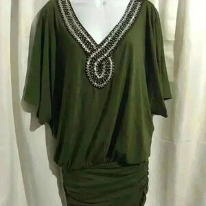 Sexy Embellished Deep V Dress